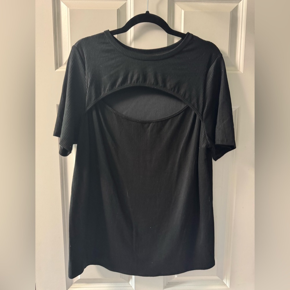 Ava & Viv Black Cut Out Short Sleeve T-Shirt